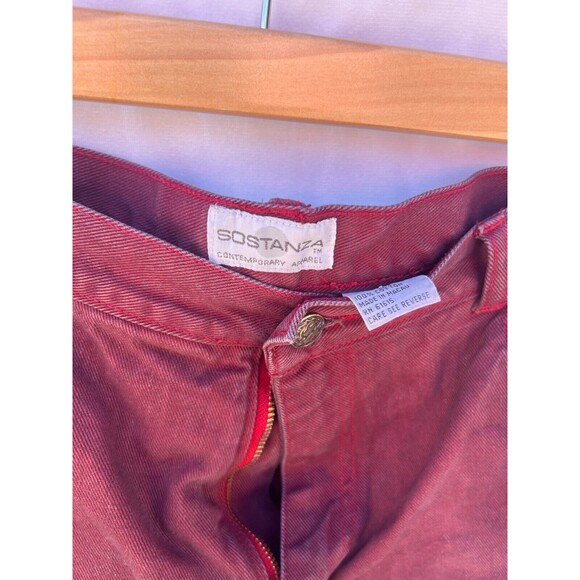 Vintage Sostanza Contemporary Apparel jorts/ short maroon/ red distressed  36 - Picture 6 of 6